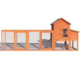 Large Wooden Chicken Coop, Outdoor Chicken Coop With Nest Box, Barbed Wire Poultry Cage