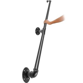 VEVOR Pipe Stair Handrail, 4FT Staircase Handrail, 440LBS Load Capacity Carbon Steel Pipe Handrail, Industrial Pipe Handrail with Wall Mount Supp
